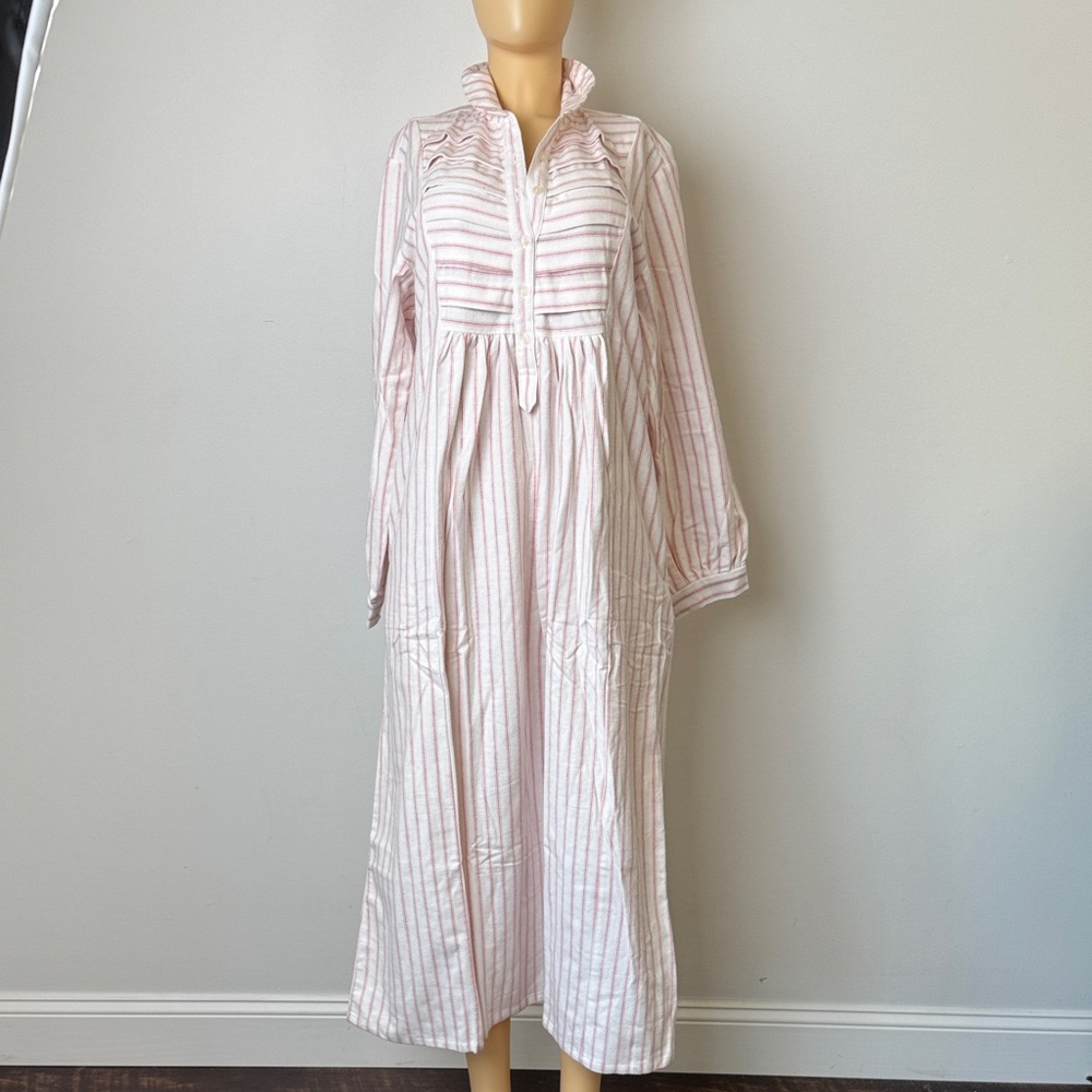 Garnet Hill cotton White and Pink Striped nightgown Sz xs - Picture 3 of 12